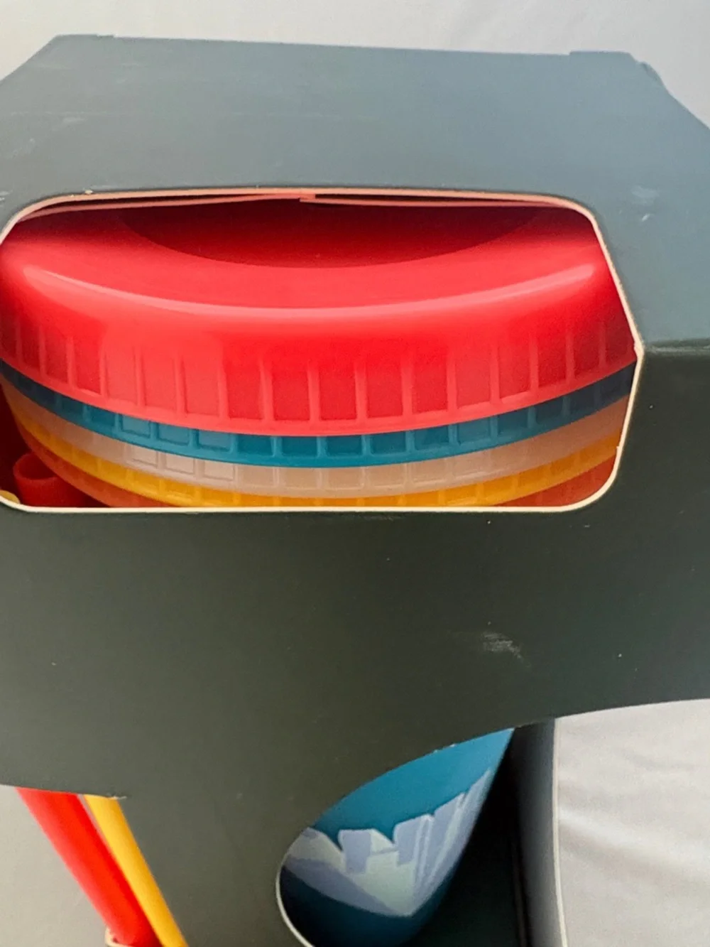 New Starbucks Reusable Cold Cups Set - Blue, Orange, Pink, Red, Yellow 5 cups